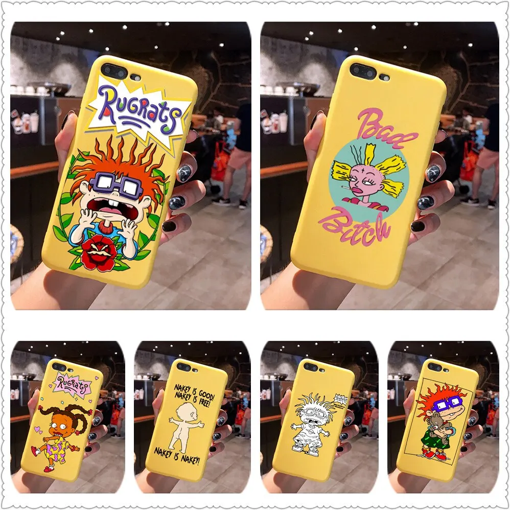 cartoon Rugrats amine lovely Candy Color TPU Case phone For iphoneX 7 8 XS XR XSMAX Pink Yellow White Cover
