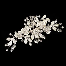 Роскошная чистая кристальная Свадебная заколка для волос, серебряный лист со стразами, свадебная заколка для волос, женский головной убор, аксессуары для невесты