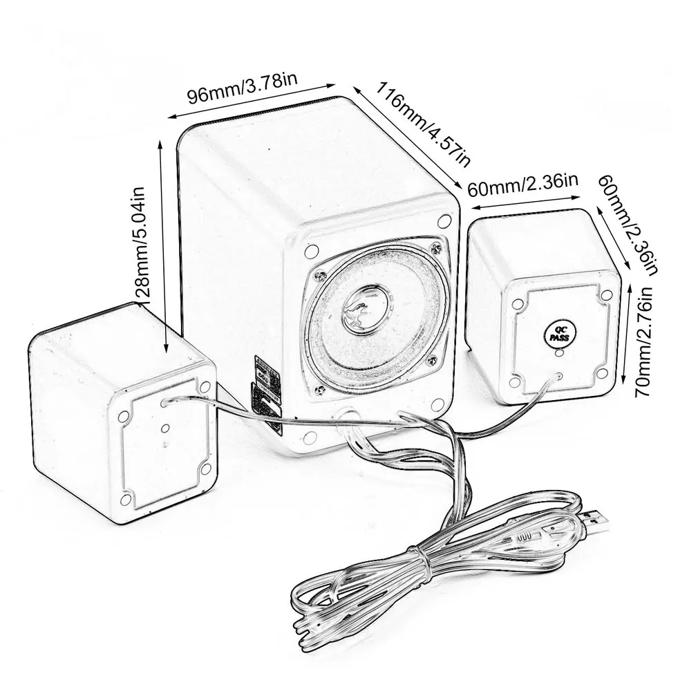 SADA D-203 Computer Speaker Stereo Portable Multimedia Laptop USB Speaker TF/U Disk Bass Gun Support