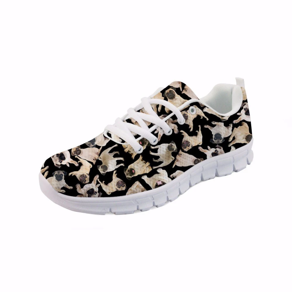 Customized Cute Pug Dog Puzzle Printing Men Casual Shoes Fashion Summer Male Sneakers Animal Pattern Lacing Flats for Boys Man | Обувь