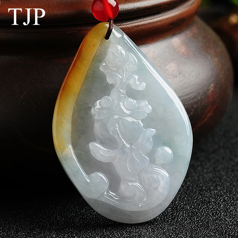 

TJP Yellow Emerald Beautiful stone Jade goldfish Jewelry accessories Authentic pendant necklace ABX8145 Free shipping