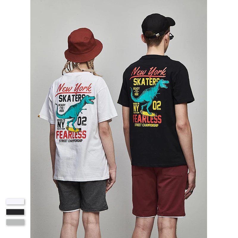 

Hip Hop T-Shirts Men Women T shirts Male Female Family Summer Clothing Cotton Short Sleeve Oversized Dinosaur Print Tshirts Man