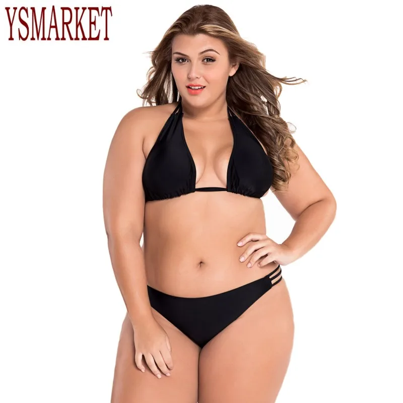 

YSMARKET Plus Size Swimwear Women 2017 String Bikini 3XL 4XL Halter Push Up Swimsuit Bathing Suits For Girls Bikinis Set L41222