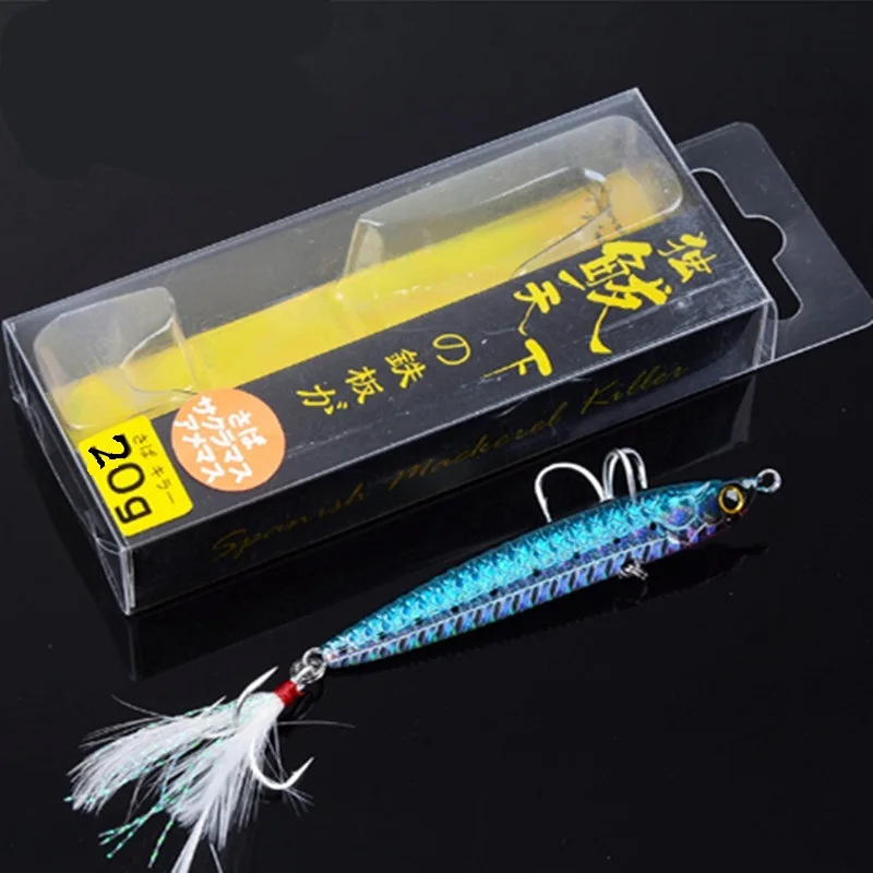 Fishing lure 20g 7cm Metal Sequins Lures jig Spoon Lure with Treble Hook jigging bass artificial bait fishing tackle accessories