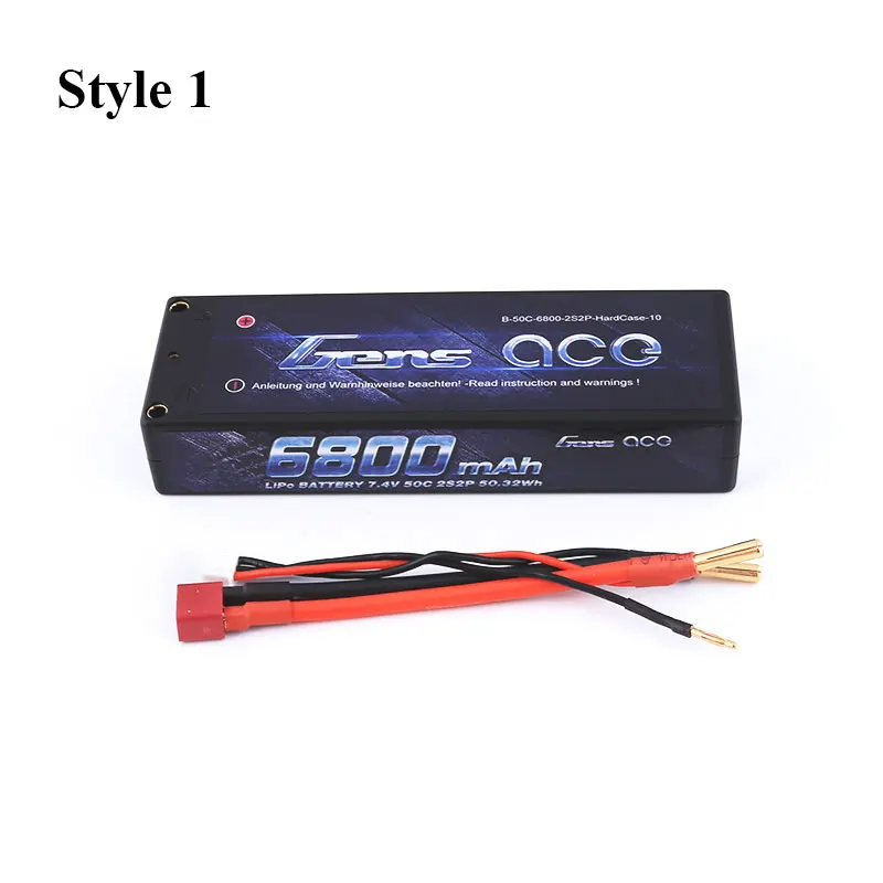 Gens ace Lipo аккумулятор 2S 6800mAh Lipo 7,4 V аккумулятор 50C аккумулятор 1/10 автомобиль 1/8 RC автомобиль для Traxxas Slash Emaxx Bandit - Цвет: 6800mAh Style 1