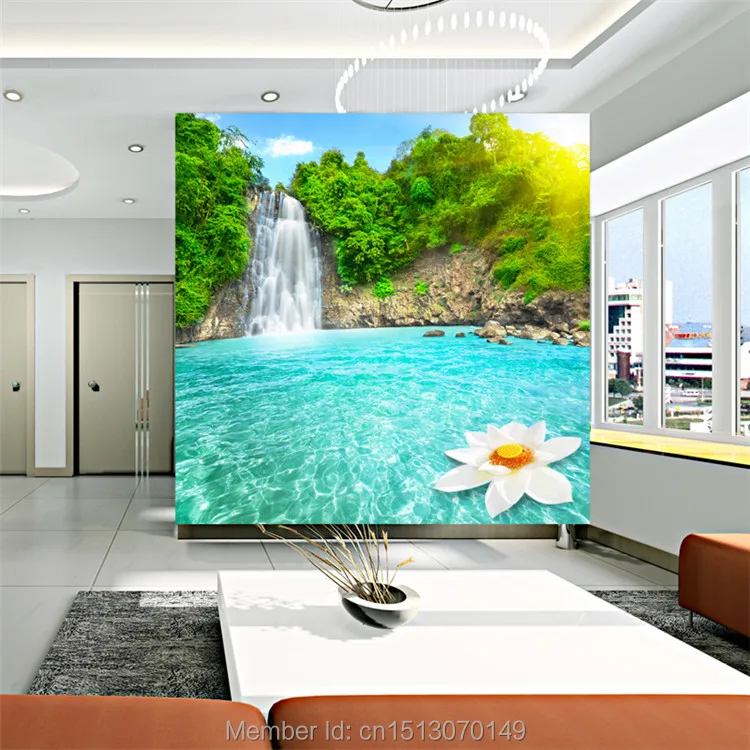 

Waterfall and rivers Photo Wallpaper Landscape Wall Mural Room Decoration Custom Large size Silk wallpaper Home Background Wall
