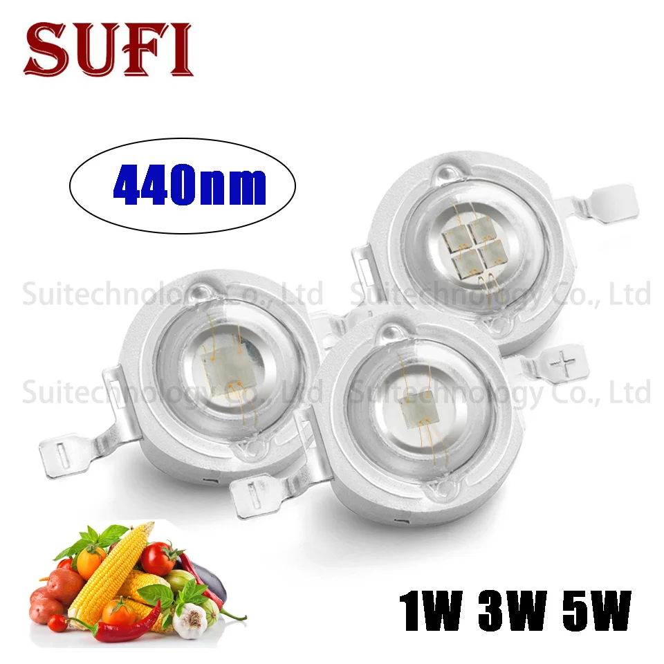 

1W 3W 5W High Power LED Grow Chip LED Grow Light Diode Royal Blue Wavelength 440nm for Indoor Plant Fruits Vegetables Growing