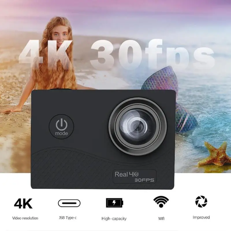 Q6H Ultra HD 4K Спортивная камера DVR DV камера водонепроницаемая камера(черный
