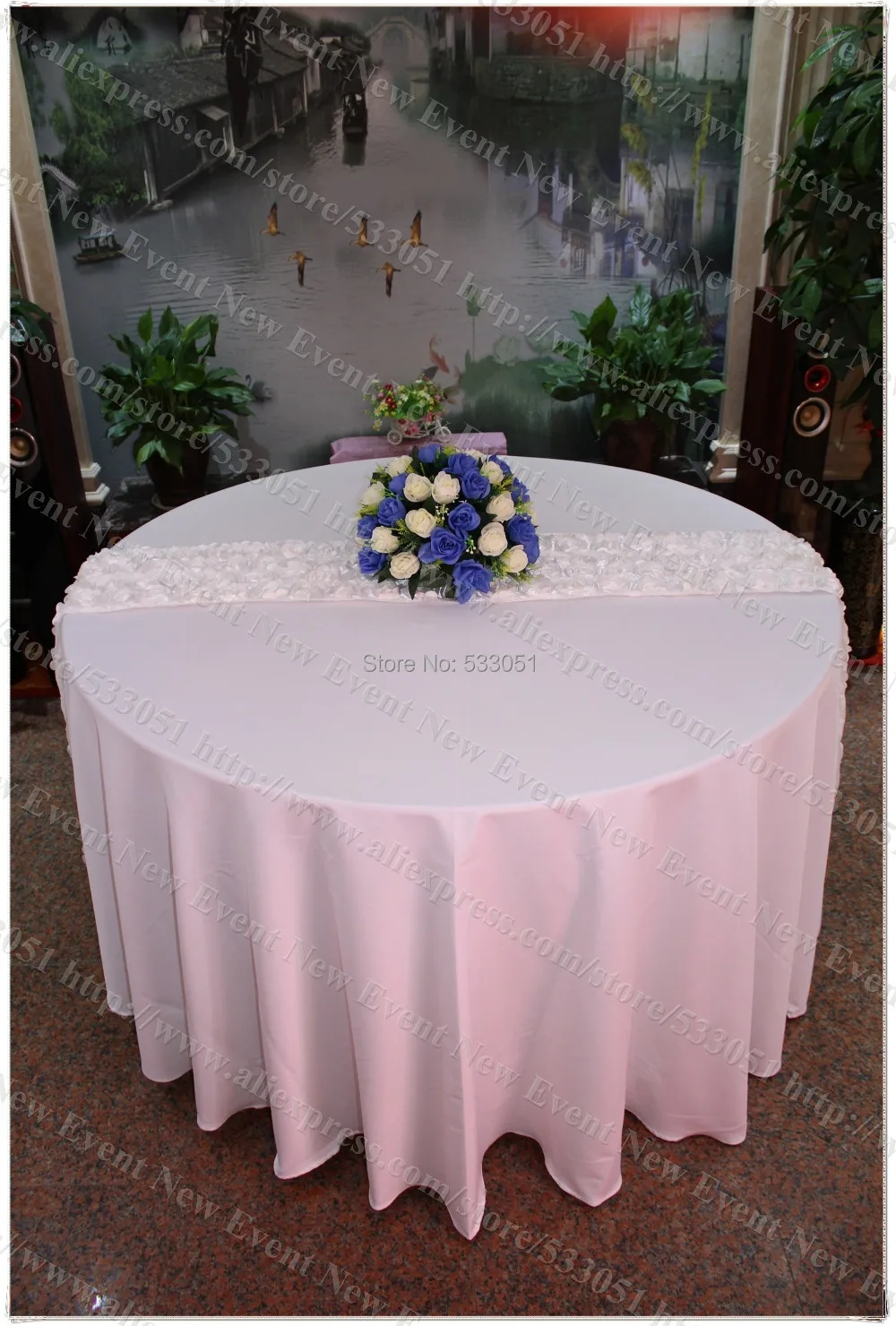 120" Round White Color 210g/m2 Polyester Plain Tablecloth/Table Cover
