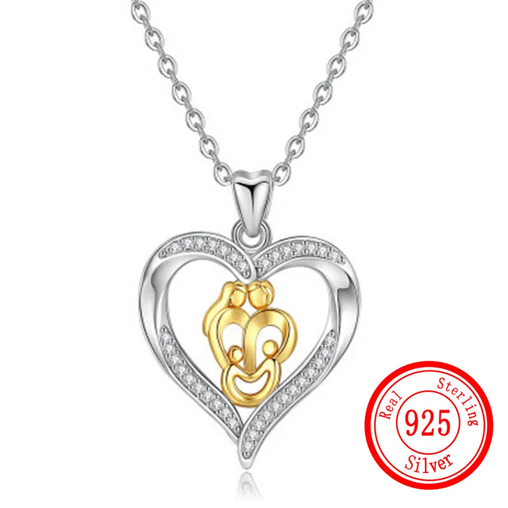 

S925 Sterling Silver Necklace Pendant Heart Shape Standard Silver Zircon Crystal Mother's Day Glamour CZ Jewelry Hanging Gift