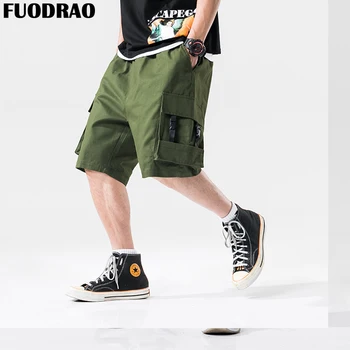 

FUODRAO Japan Style Cargo Shorts Men Side Strap Pockets Summer Casual Shorts Men Hip Hop Streetwear Loose Sweatpants D048