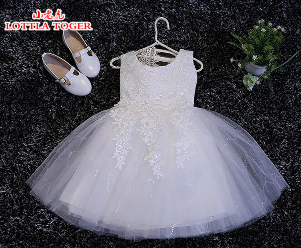 High Quality Brand Girl Lace Princess Dress with Sequin Bow Kids Wedding Infants Sleeveless Bridesmaid Clothes | Детская одежда и