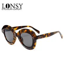 LONSY модные Круглые Солнцезащитные очки женские роскошные брендовые дизайнерские солнцезащитные очки зеркальные очки lunette femme Oculos CC1742