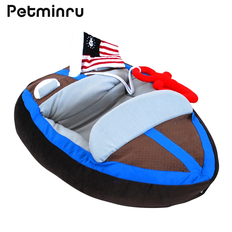 Цена Petminru модные теплые собака домашнее животное кровать диваны Yacht Форма кота собаки Кровати pet мягкая коврики щенок питомник зоотоваров