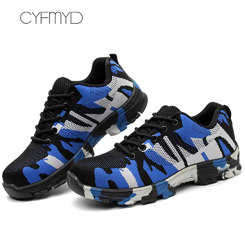 

Men's footwear anti-smashing anti-piercing designer vulcanize shoes large size 5.5-12.5 mesh shallow wedge sneakers