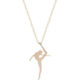 Kinitial 10Pcs Gold Silver Plated Dance Girl Necklaces Ballet Dance Necklace Women Jewelry Swing Necklace Pendants for Gift