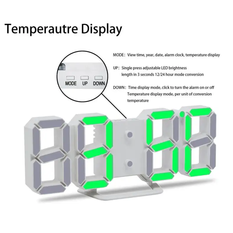 Современные настольные часы 1 светодио дный шт. цифровые светодиодные настольные ночные настенные часы Будильник цифровые часы дисплей