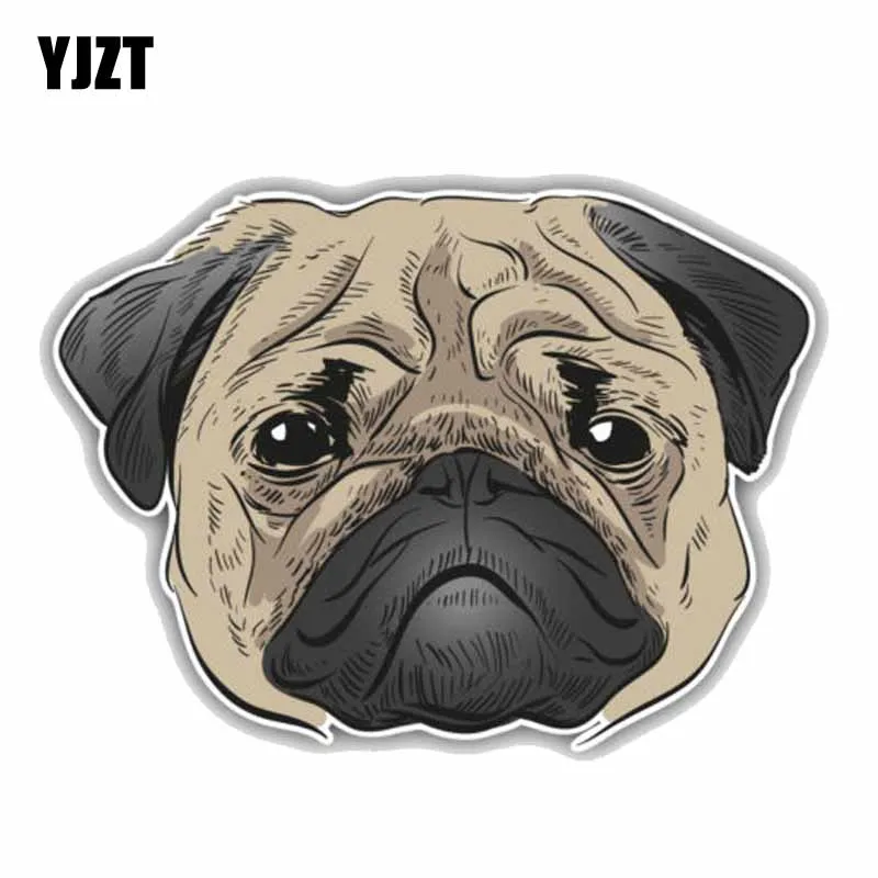 

YJZT 13CMx9.5CM Pug Dog Car Fashion Creative Animal Sticker C1-9011