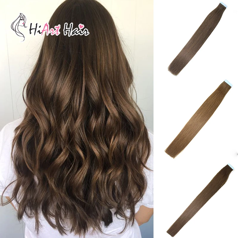 

HiArt 2.5g Tape Hair Extension In Human Remy Hair Extension Salon Tape Extensios Double Drawn Tape Human Hair Straight 18"20"22"
