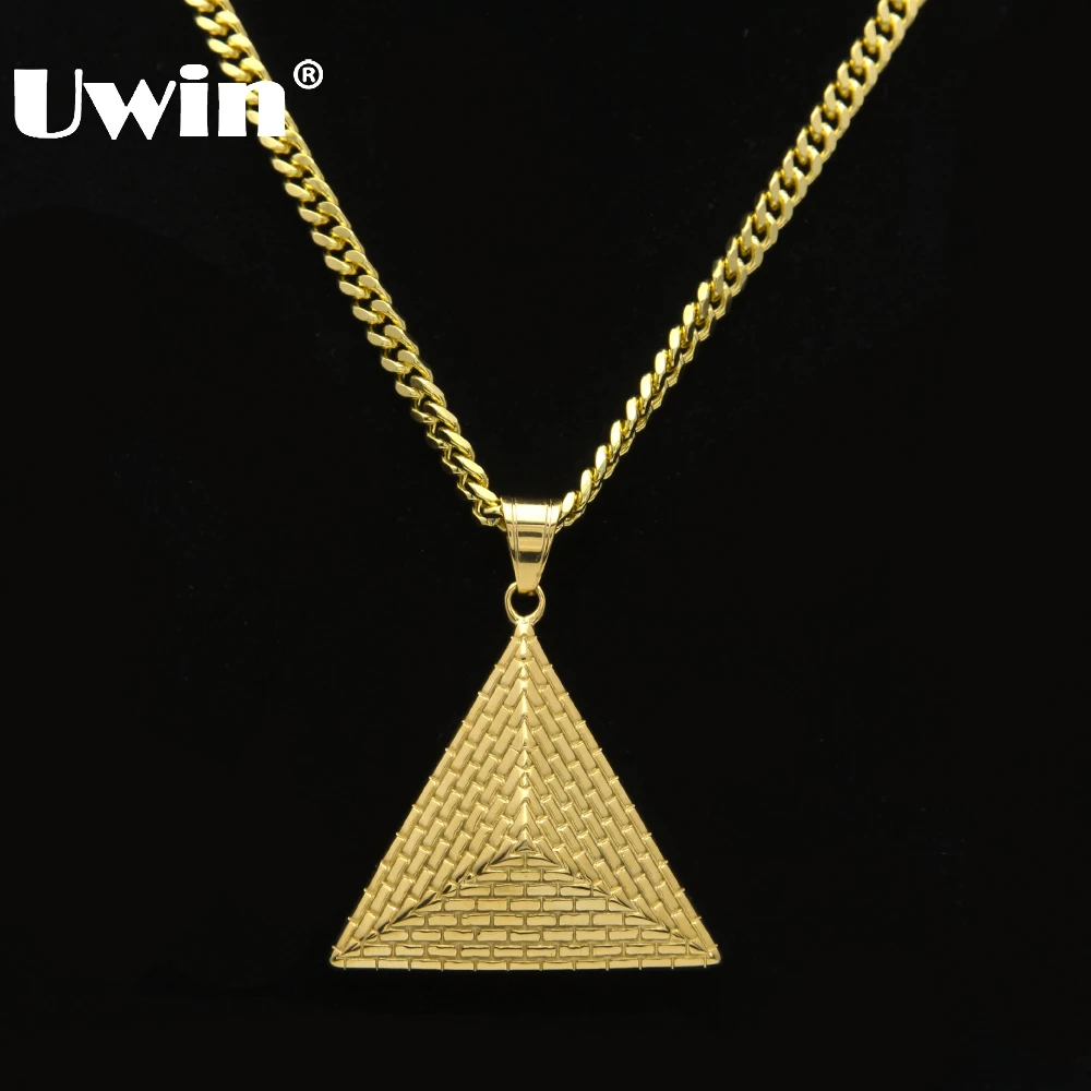 

Hip-hop Egypt Jewelry Hot New Arrival Stainless Steel Pyramid Three-dimensional Inverted Triangle Pendant Women/Men Necklace