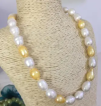 

classicc12-13mm baroque south sea white gold pearl necklace 18inch