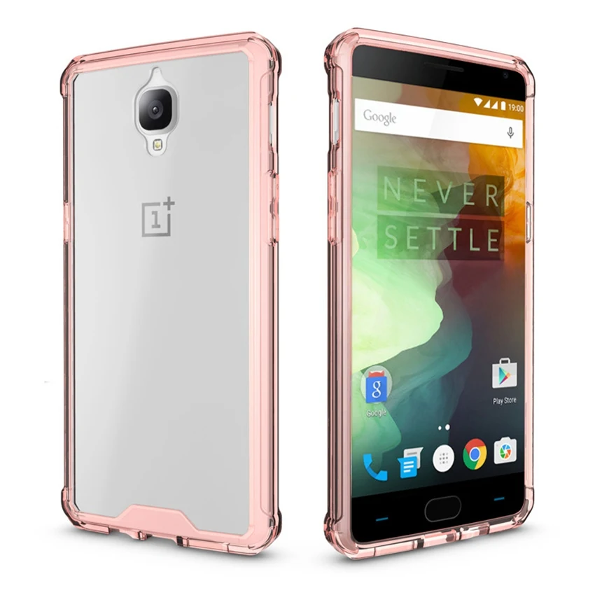 

For Oneplus 3 / 3T Ultra Slim Hybrid Cover Air Cushion Technology Case With Transparent Clear Back Panel Shockproof TPU Shell