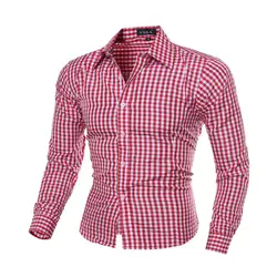 Для мужчин рубашка Мода 2017 г. бренд Для Мужчин's Для тела летние дышащие тонкий срез гавайская рубашка с длинными рукавами