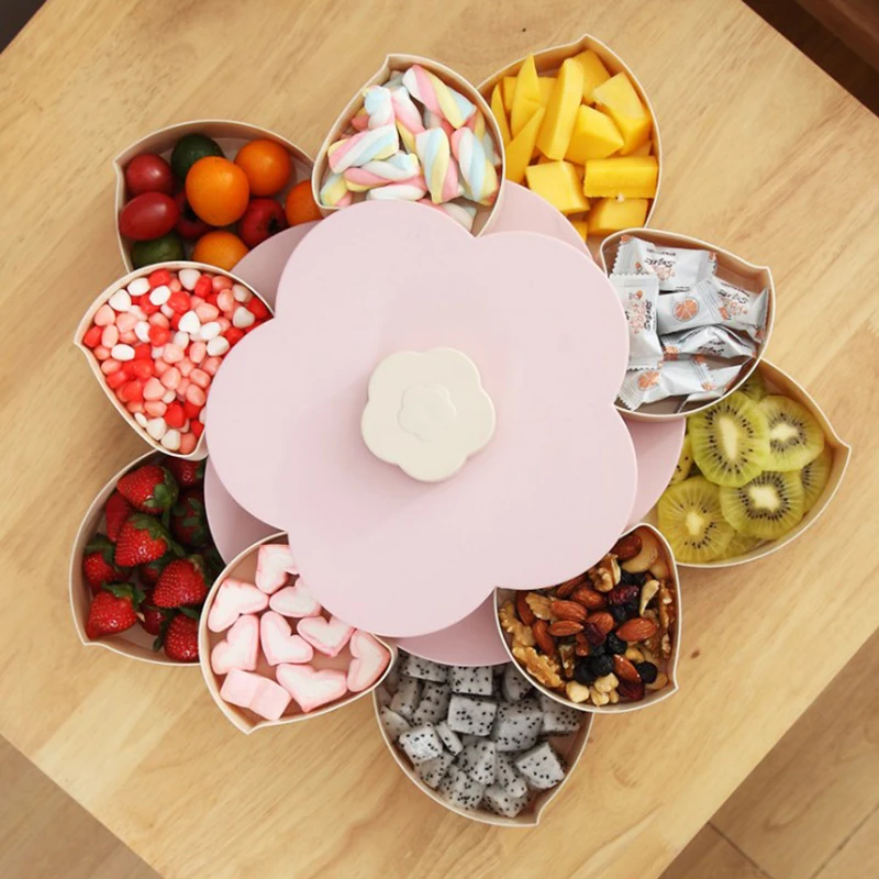 

Multifunction creative box Enjoy Life-Bloom Snack Box Flower Design Candy Food Storage Box storage organizer plastic container