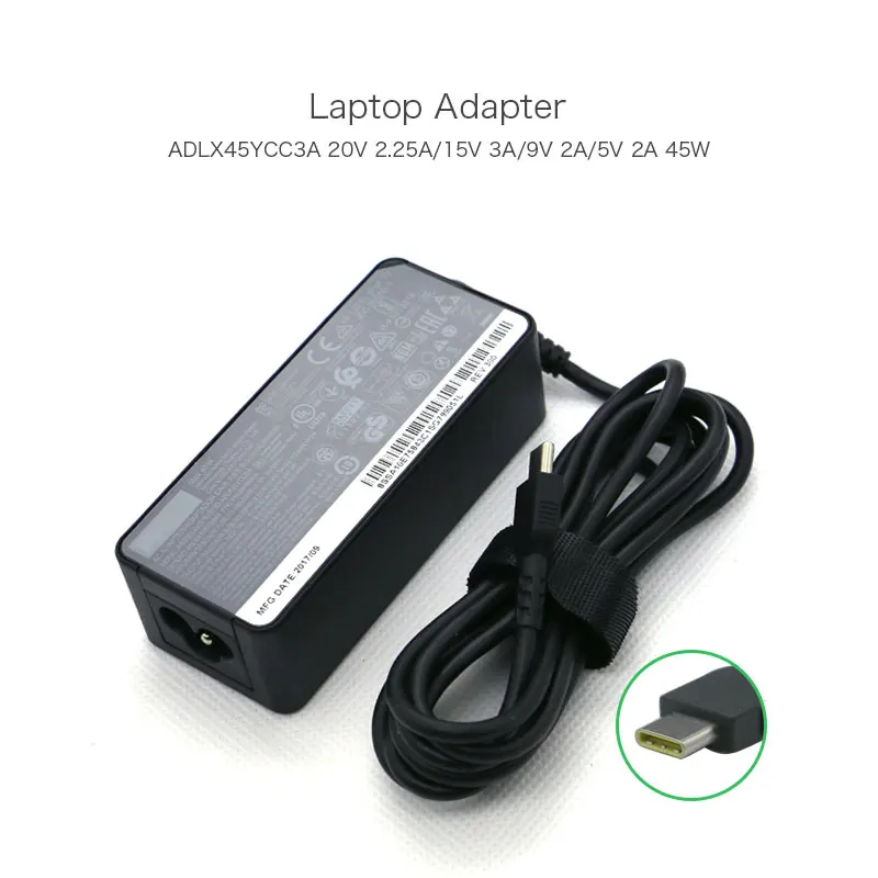 

Genuine 20V 2.25A 45W USB-C Type-C Laptop Adapter Charger ADLX45YCC3A for Lenovo ThinkPad 13 Chromebook Type 20GL 20GM Notebook