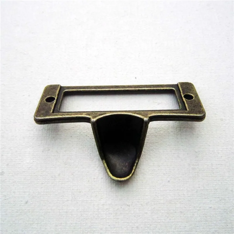 6pcs/lot File Name Card Handle Cabinet Handles Label Hold Antique Brass Drawer Label Pull Cabinet Frame Handle File Name Card