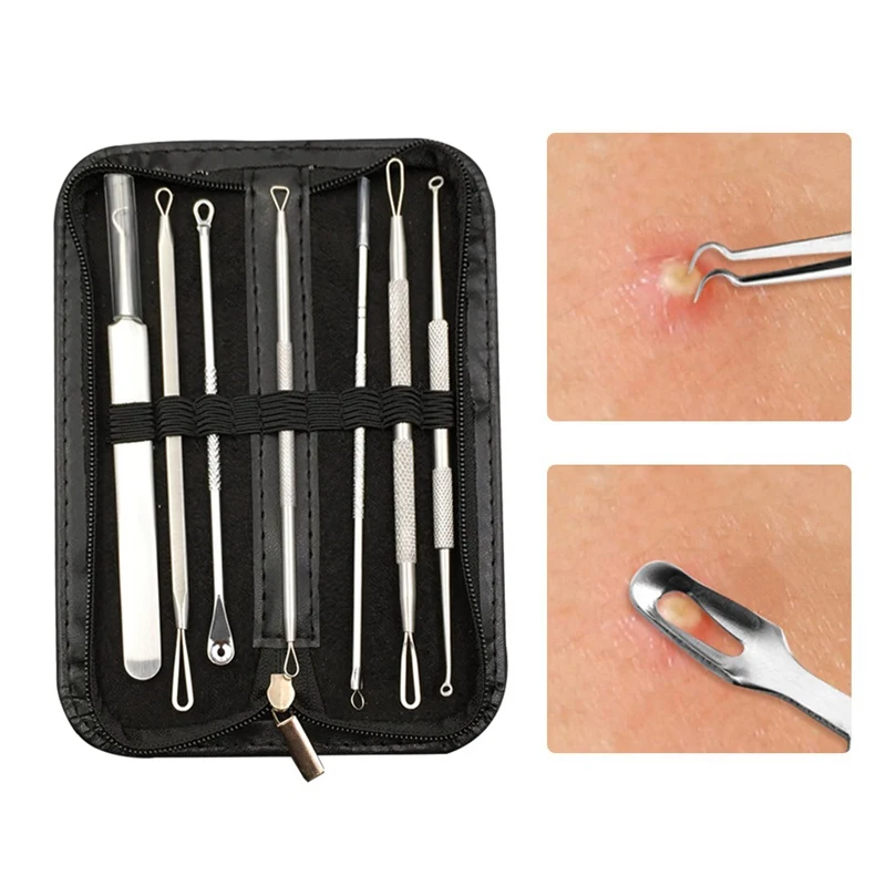 

7 Pcs Stainless Steel Blackhead Pimple Remover Tool Kit Needles Acne Remover Deep Pore Cleansing Skin Care Extractor Beauty Set