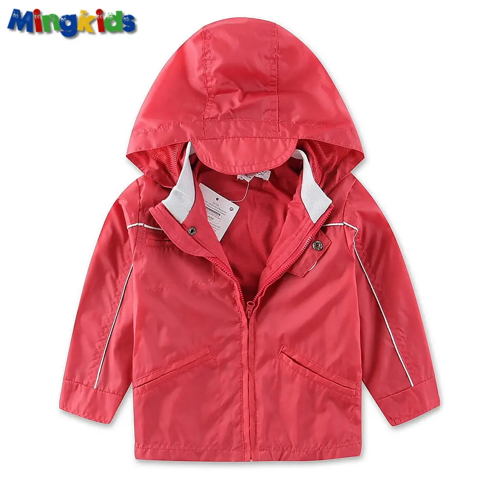 Mingkids ветровка куртка малыш мальчик весна осень лето дождевик хлопковая мягкая подкладка водонепронецаемая ветронепродуваемая верхняя одежда для детей демисезонная бренд фирменная одежда европейский размер - Цвет: Красный