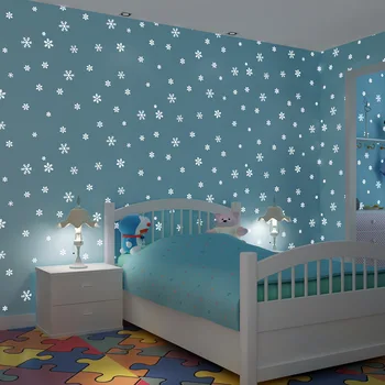 

wellyu High - grade luminous wallpaper snowflakes non - woven wallpaper children 's bedroom bedroom ceiling wallpaper