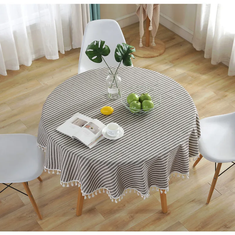  Striped Table Cloth Round Tablecloth Nappe Table Cover Party Wedding Table Cloth for Home Table Dec