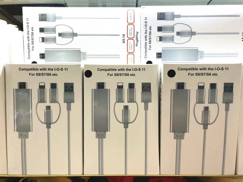 Новые 3 в 1 2 м кабель HDMI Тип usb c Micro USB к для iPhone 8 X XS 5 5S 6 S Plus Android LG samsung htc xiaomi|Кабели