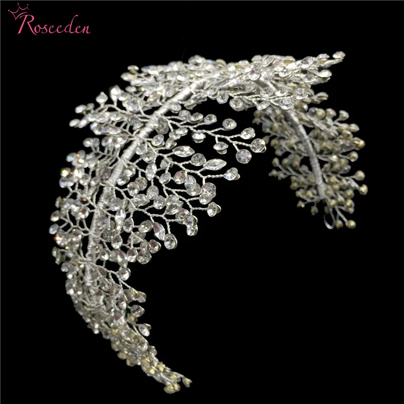 Online Handmade Crystal Rhinestones Tiaras And Crowns Wedding Headband Headpiece Bridal Hair Piece Prom Pageant Accessories RE3169