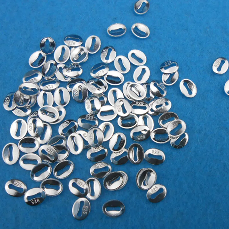 

Fashion Jewelry 100Pcs A Lot 925 Sterling Silver Findings Silver S925 Oval Hallmark