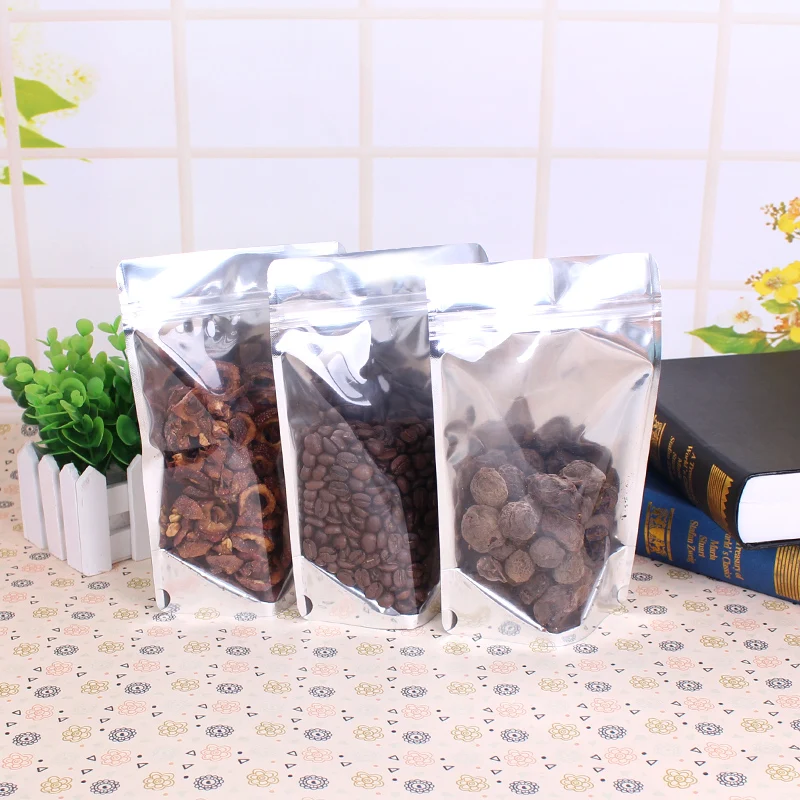 50pcs 1/4pound capacity lamination aluminum foil ziplock resealable stand up bag transparent coffee packaging | Дом и сад
