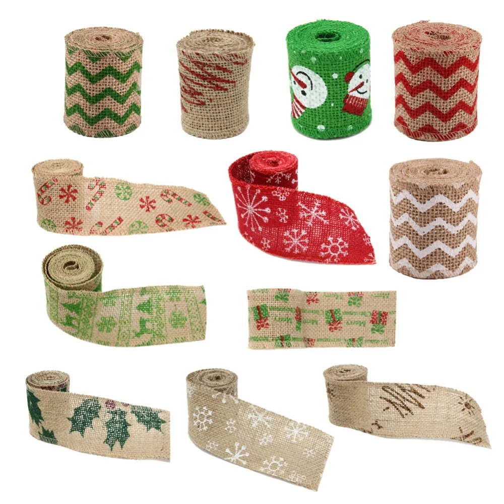 

High Quality Natural Burlap Ribbon Roll Perfect For Christmas Decoration Or Holiday Decoration