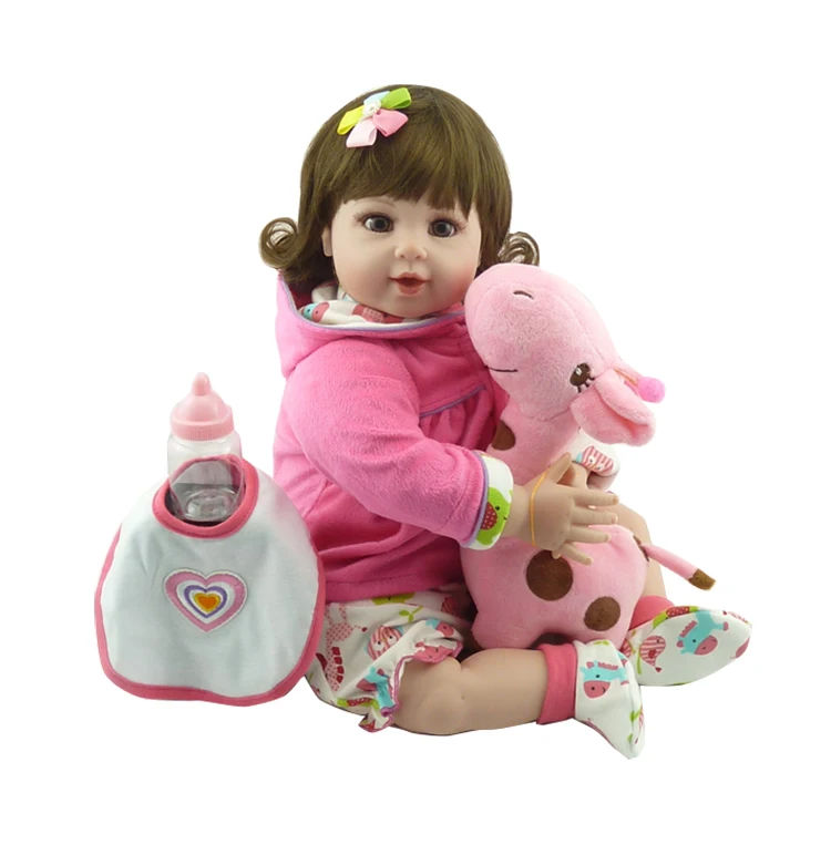

20'' Reborn Kids Soft Silicone Baby Stuff Dolls With Curved Hair Realistic Reborn Baby Girl 50 cm For Children Birthday Gifts