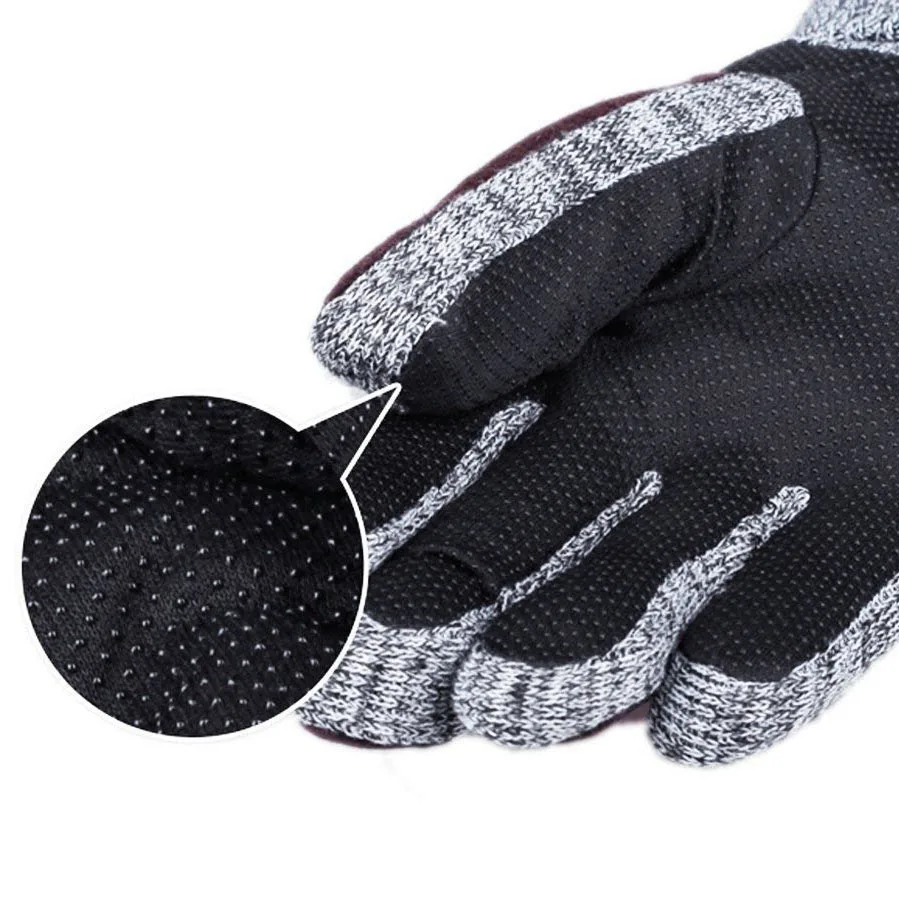 Мужские зимние кожаные перчатки толстые теплые флисовые ветрозащитные перчатки морозостойкие термальные рукавицы-идеально подходит для одежды вождения велоспорта M