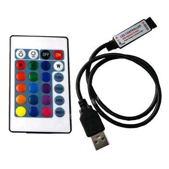 

24 Key USB controller 5V lamp with lamp bar RGB colorful mini Mini infrared Wireless LED dimming controller