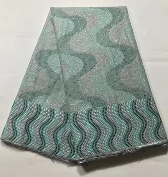 

African Net Lace Fabric Noble Design Embroidery Guipure Mesh Lace Mint Green Nigerian Senegal Bride Dresses Material(7-19