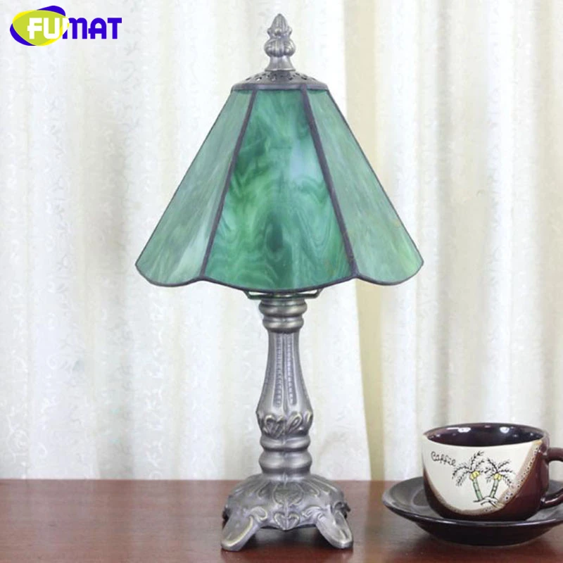FUMAT Tiffany Stained Glass Desk Lamps Girls Gift Grape Rose Dragonfly Pearl Morning Glory Pattern Table Night Lights  2.