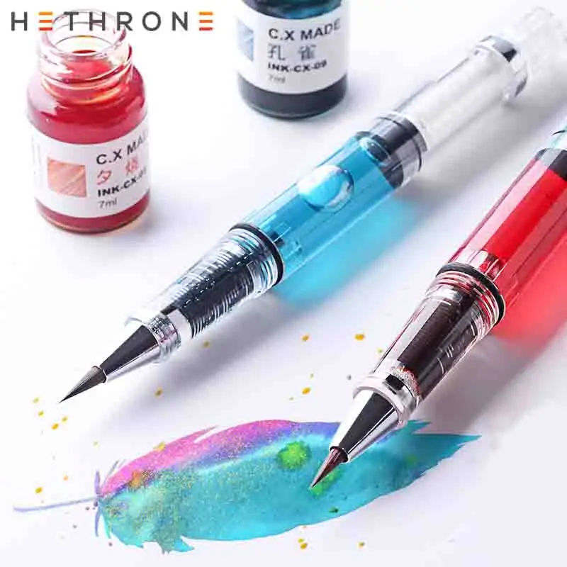 

Hethrone 1PC colorful Brush Pen Soft Ink Water DIY Marker pen Superfine stationery watercolor Drawing Sketch Liner Art Supplies