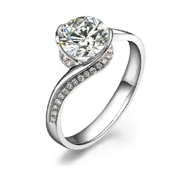 

Beauty Pattern Ring 0.8CT Round Moissanite Test Positive Engagement Ring Real 14K 585 White Gold Statement Wedding Ring
