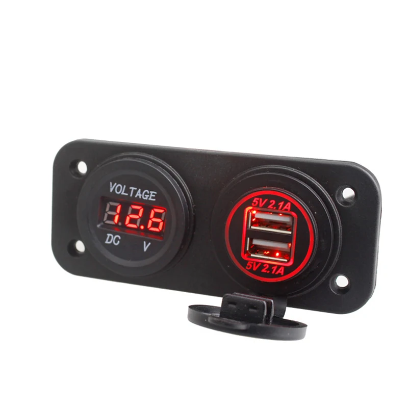 Красный Hi-power двойной usb-авто автомобильный прикуриватель разветвитель 5 в 4.2A адаптер питания зарядное устройство для iPhone Цифровой вольтметр - Название цвета: Красный