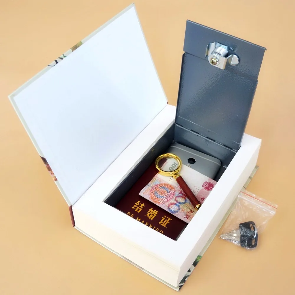 Portable Size M Hidden Box Key Lock Home Office Car Travel Jewelry Phone Security Storage Safe Box Decorative Book Box