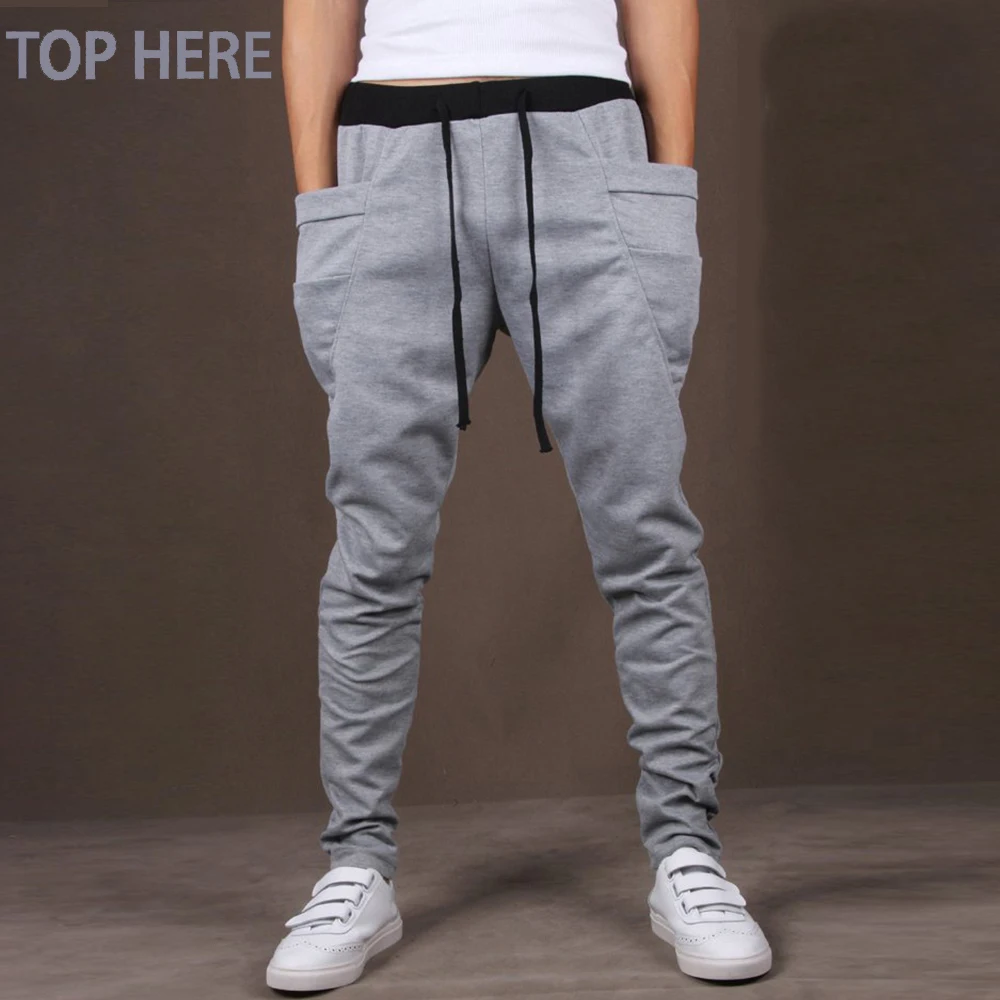 

2019 Casual Men Pants Big Pocket Hip Hop Harem Pants Quality Outwear Sweatpants Casual Mens Joggers Men's Trousers Drop Shipping