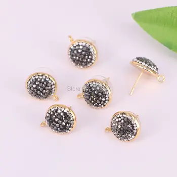 

Wholesale 14mm Gold Color Crystal Rhinestone Paved Stud Earrings Jewelry Making 10Pair
